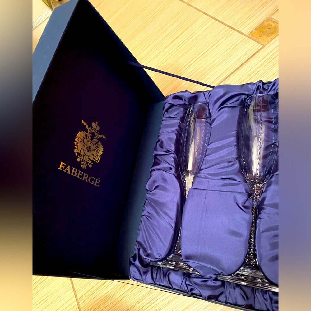 🆕 Faberge Crystal Champagne 🍾 🥂 Glasses